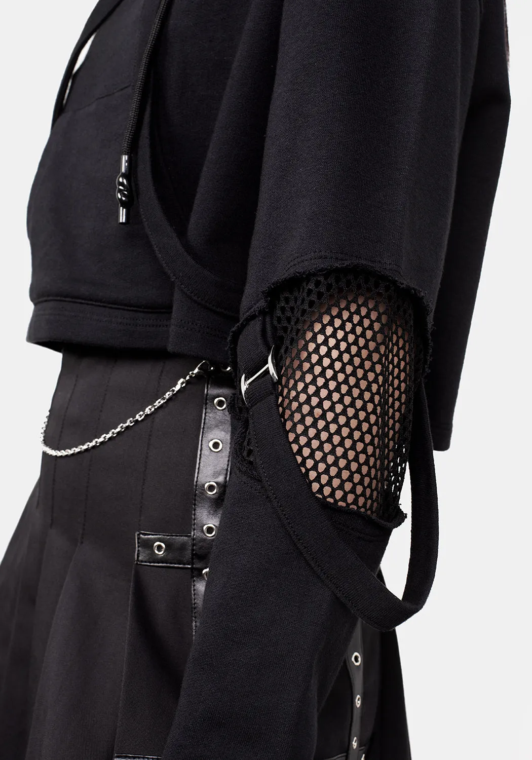 Brutal Mesh Cut Out Crop Hoody