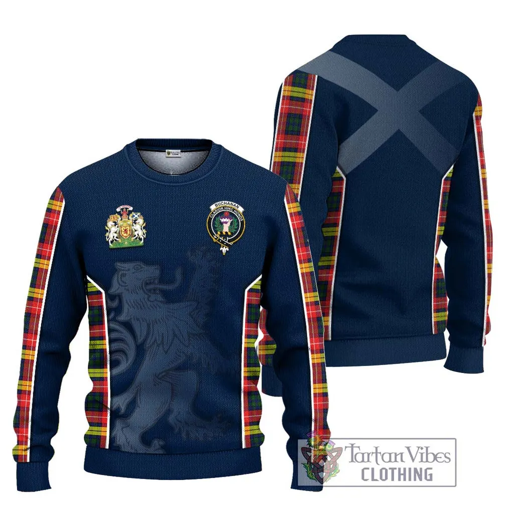 Buchanan Modern Tartan Ugly Sweater with Family Crest and Lion Rampant Vibes Sport Style