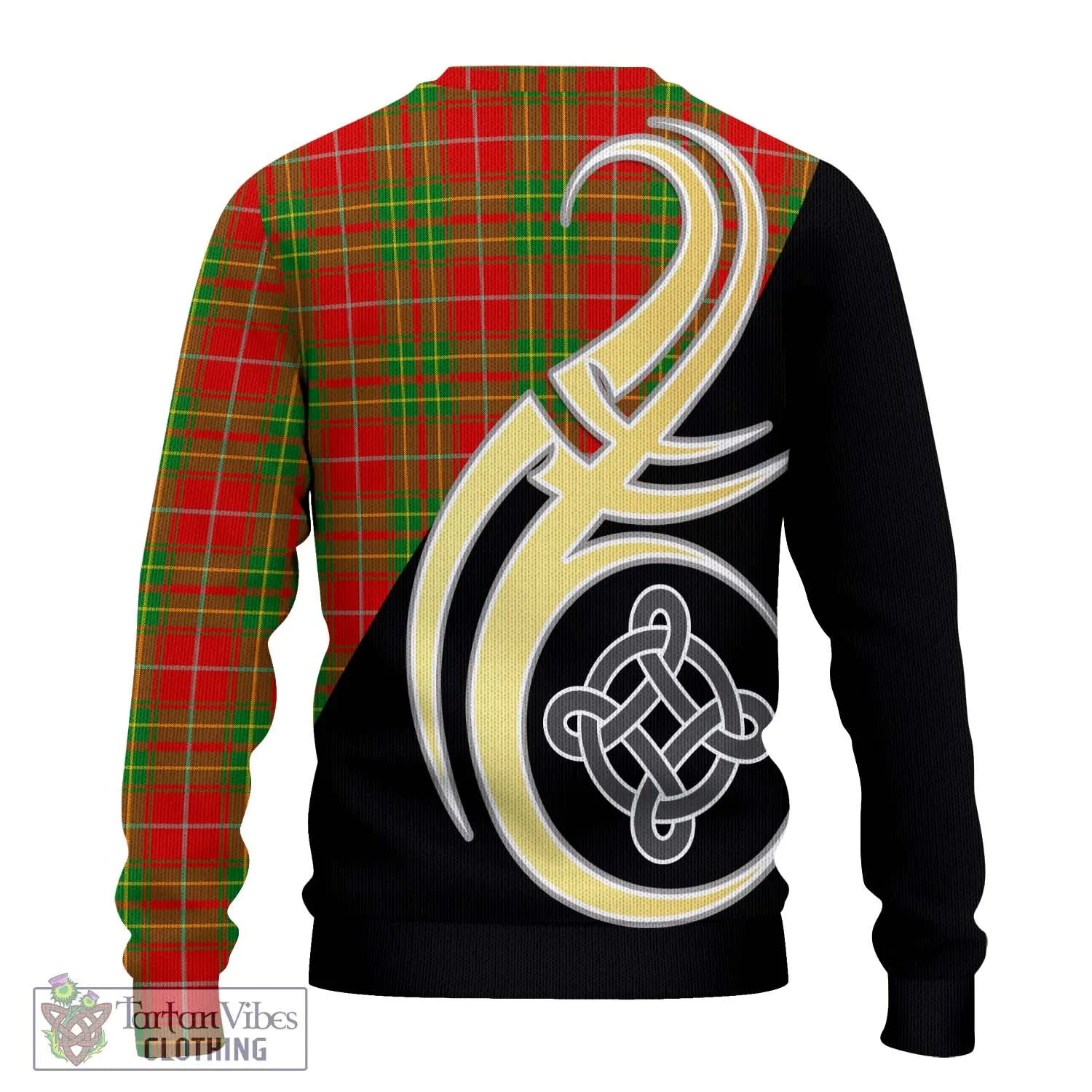 Burnett Tartan Ugly Sweater with Family Crest and Celtic Symbol Style