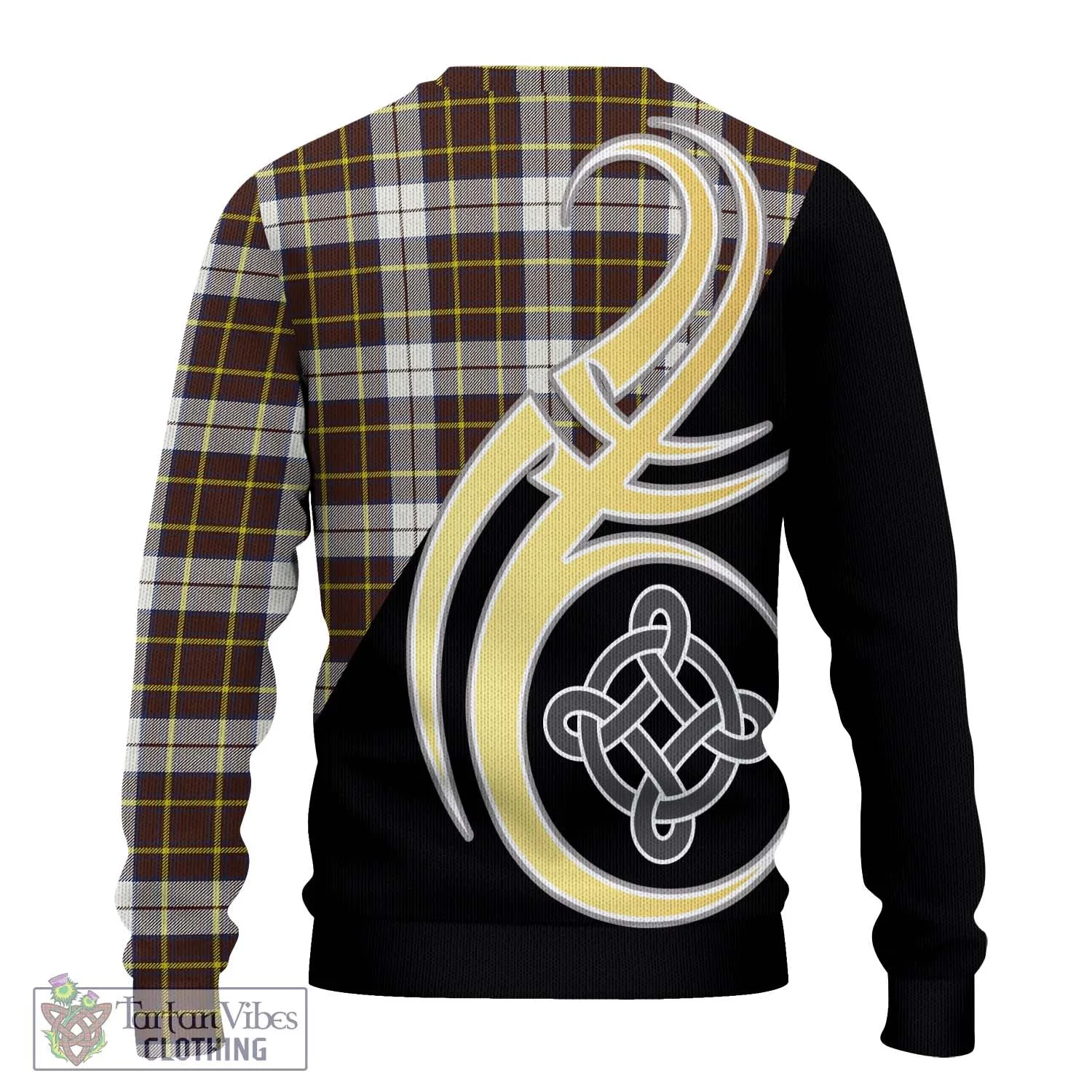 Burns Battalion Weathered Tartan Ugly Sweater with Family Crest and Celtic Symbol Style