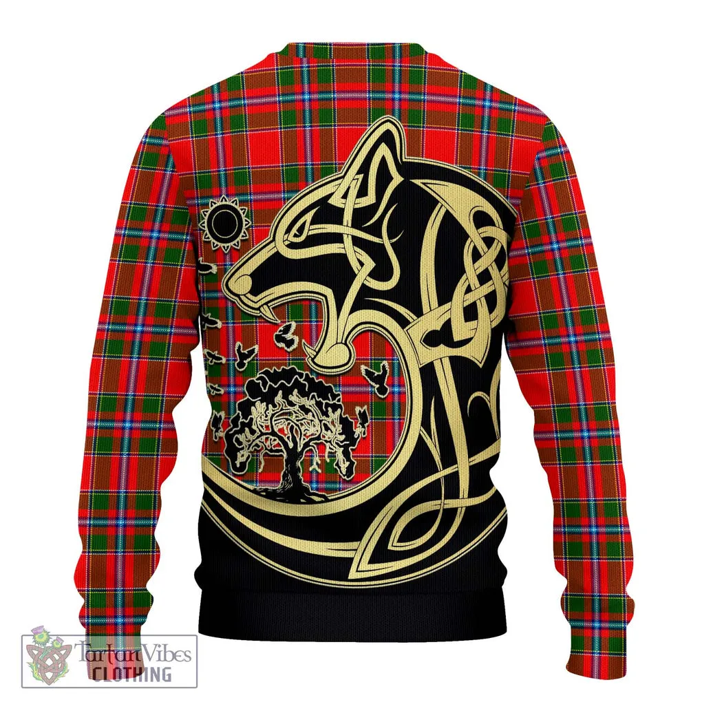 Butter Tartan Ugly Sweater with Family Crest Celtic Wolf Style