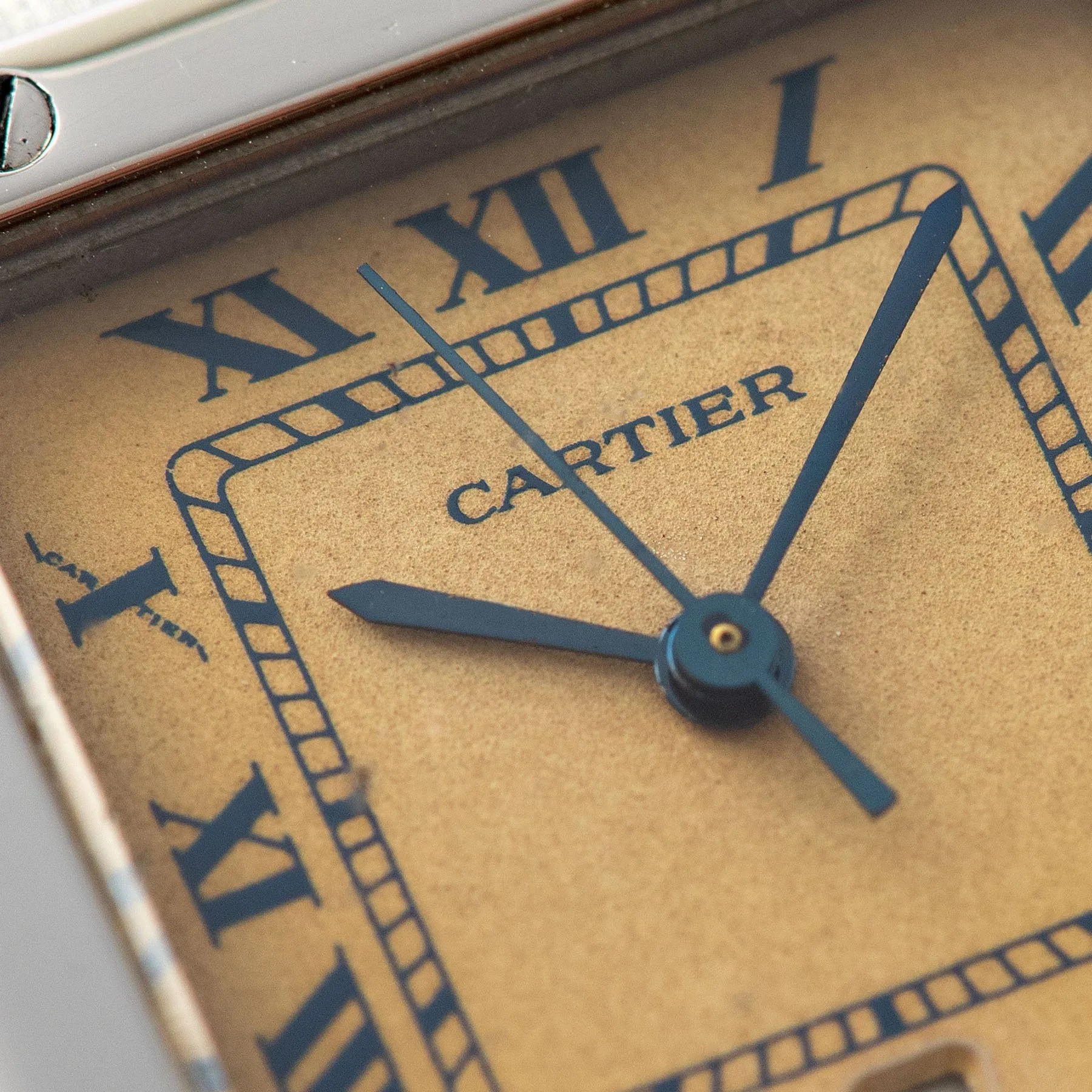 Cartier Santos Steel Case with Cream and Blue Dial