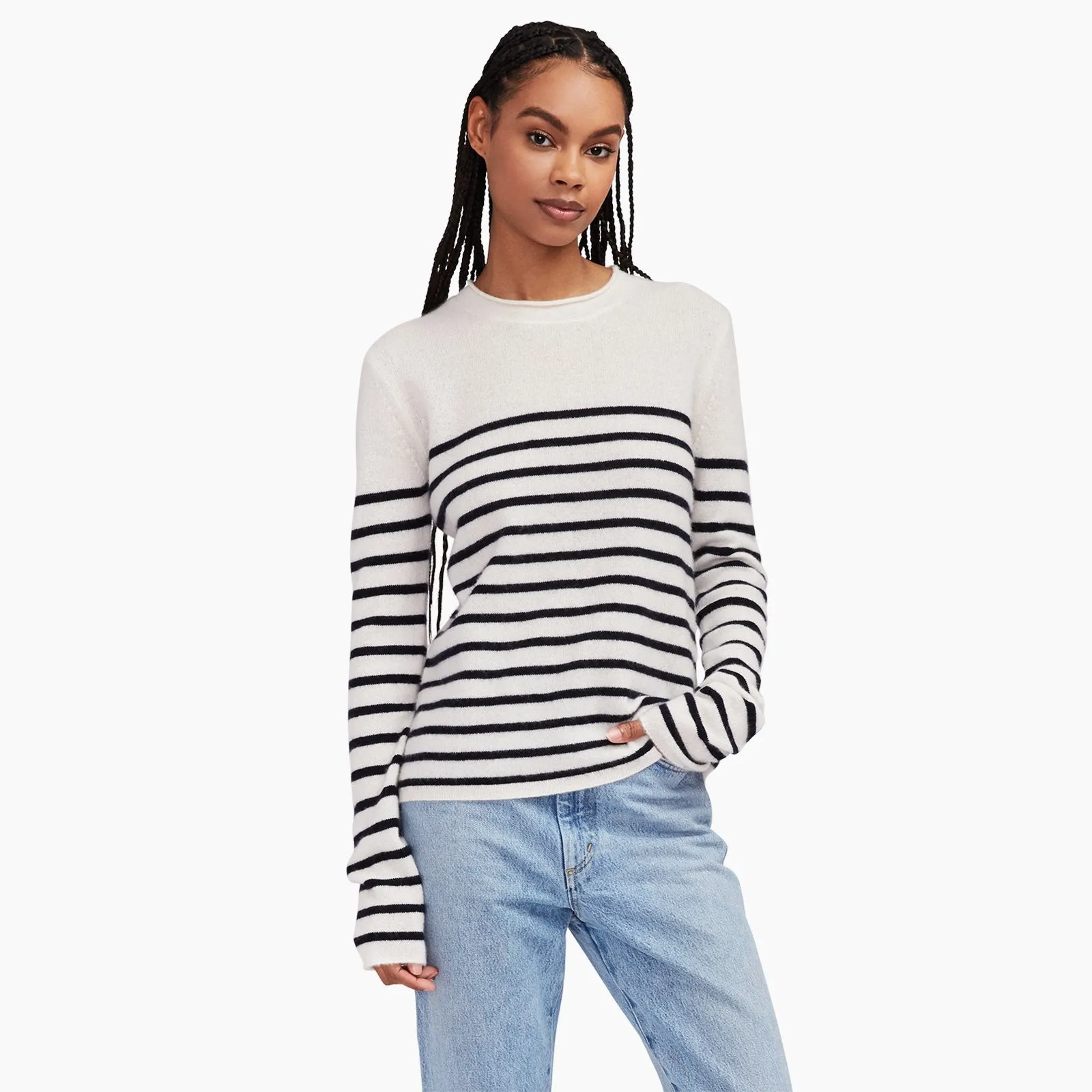 Cashmere Striped Crewneck