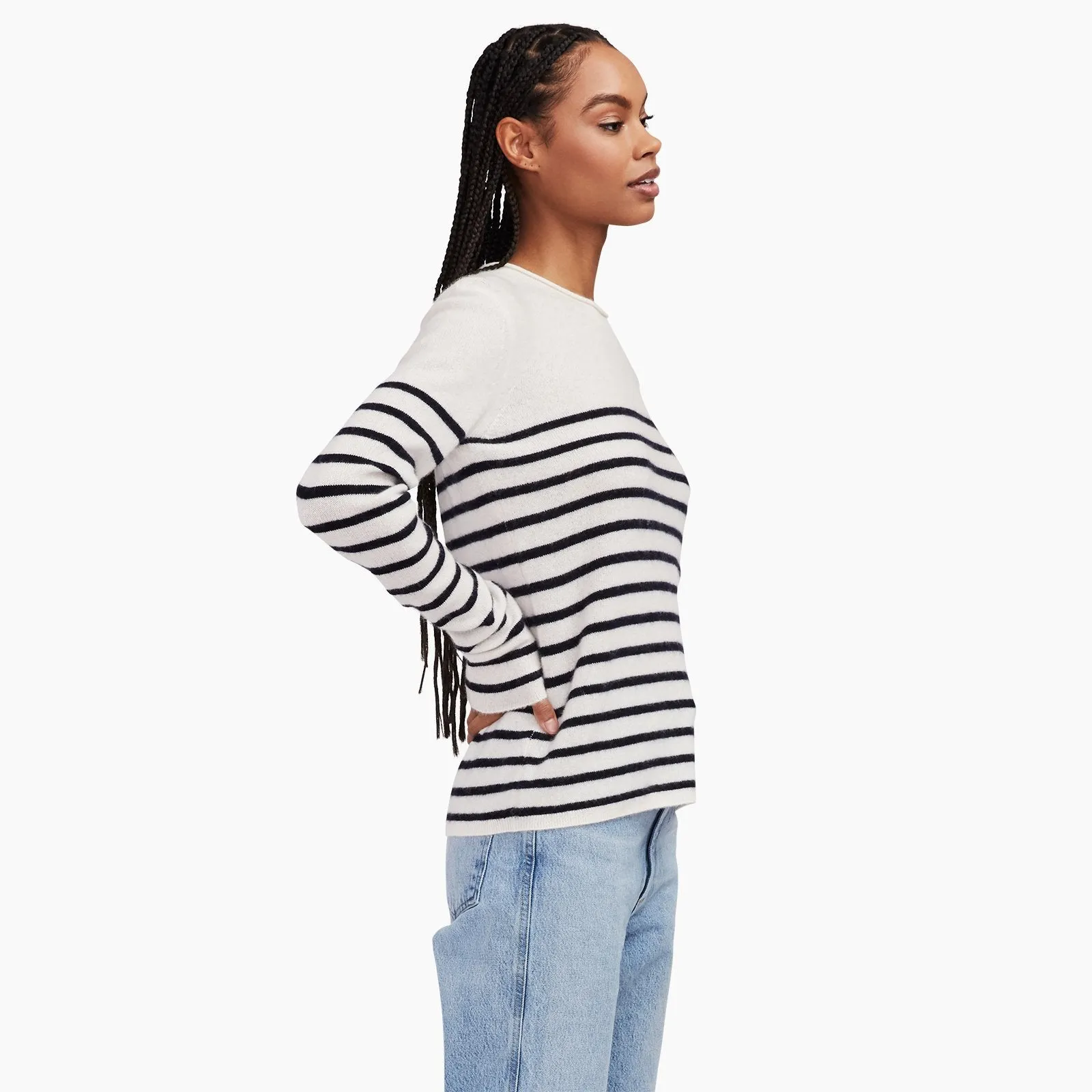 Cashmere Striped Crewneck