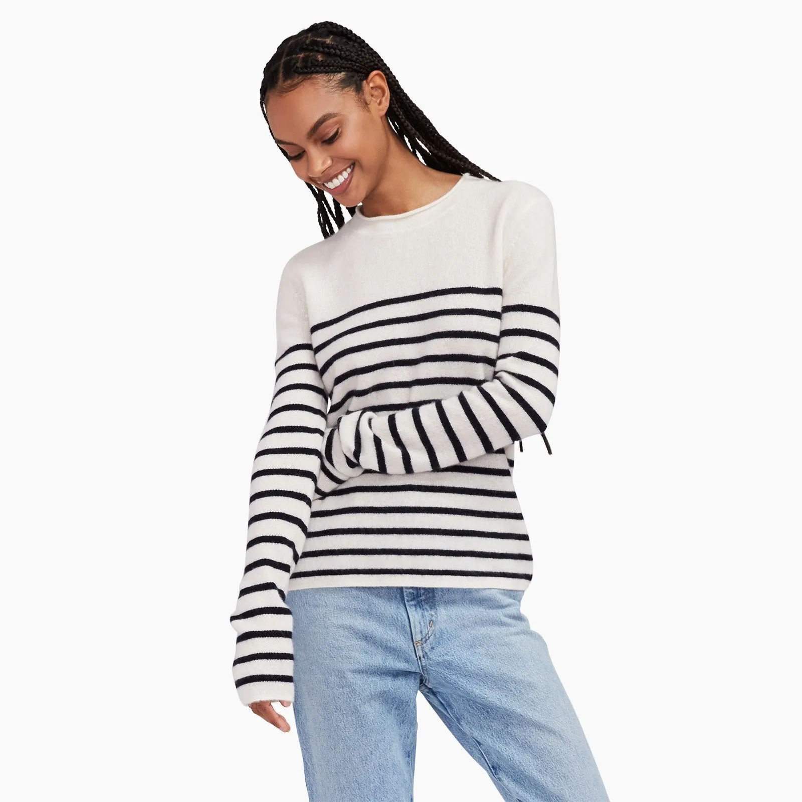 Cashmere Striped Crewneck