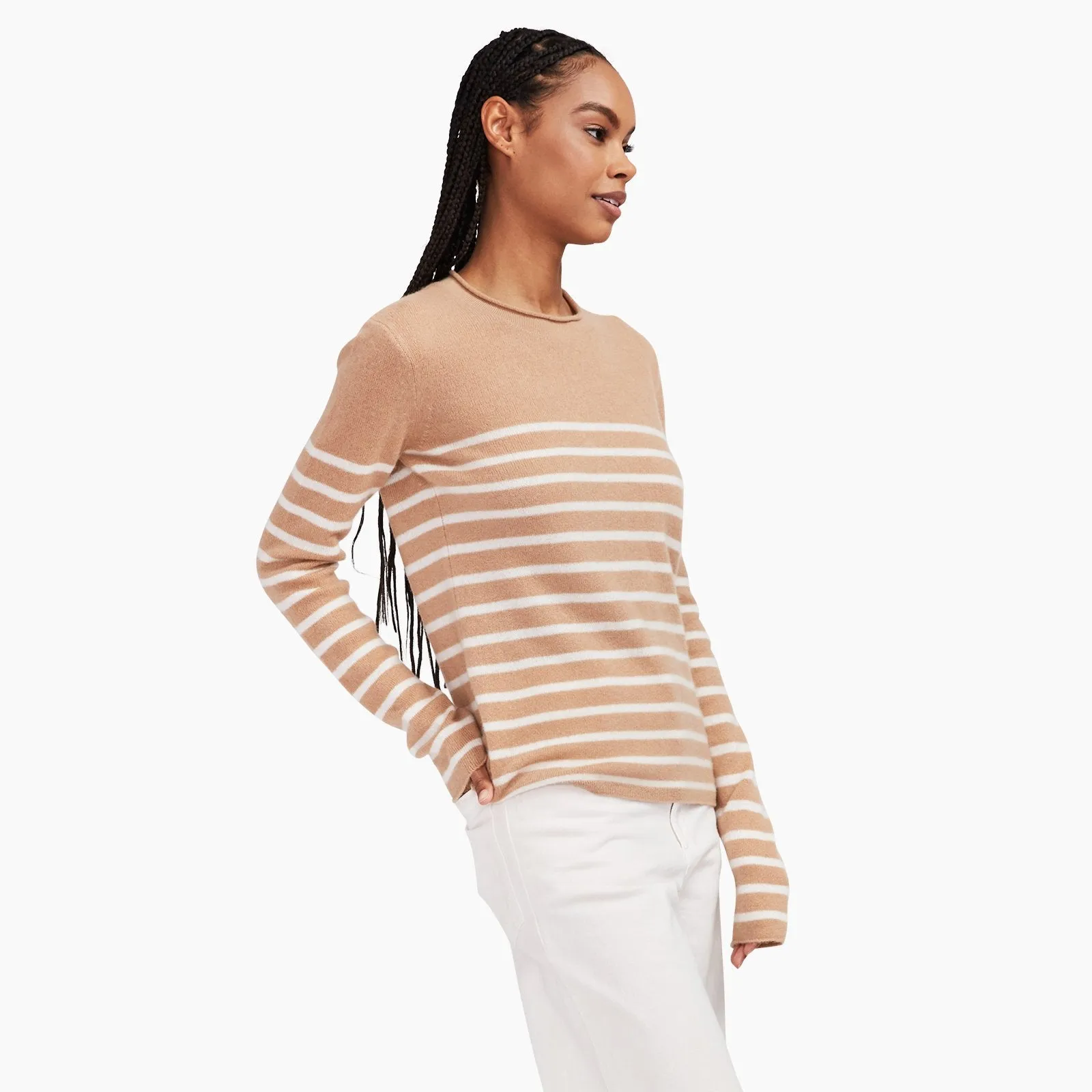 Cashmere Striped Crewneck