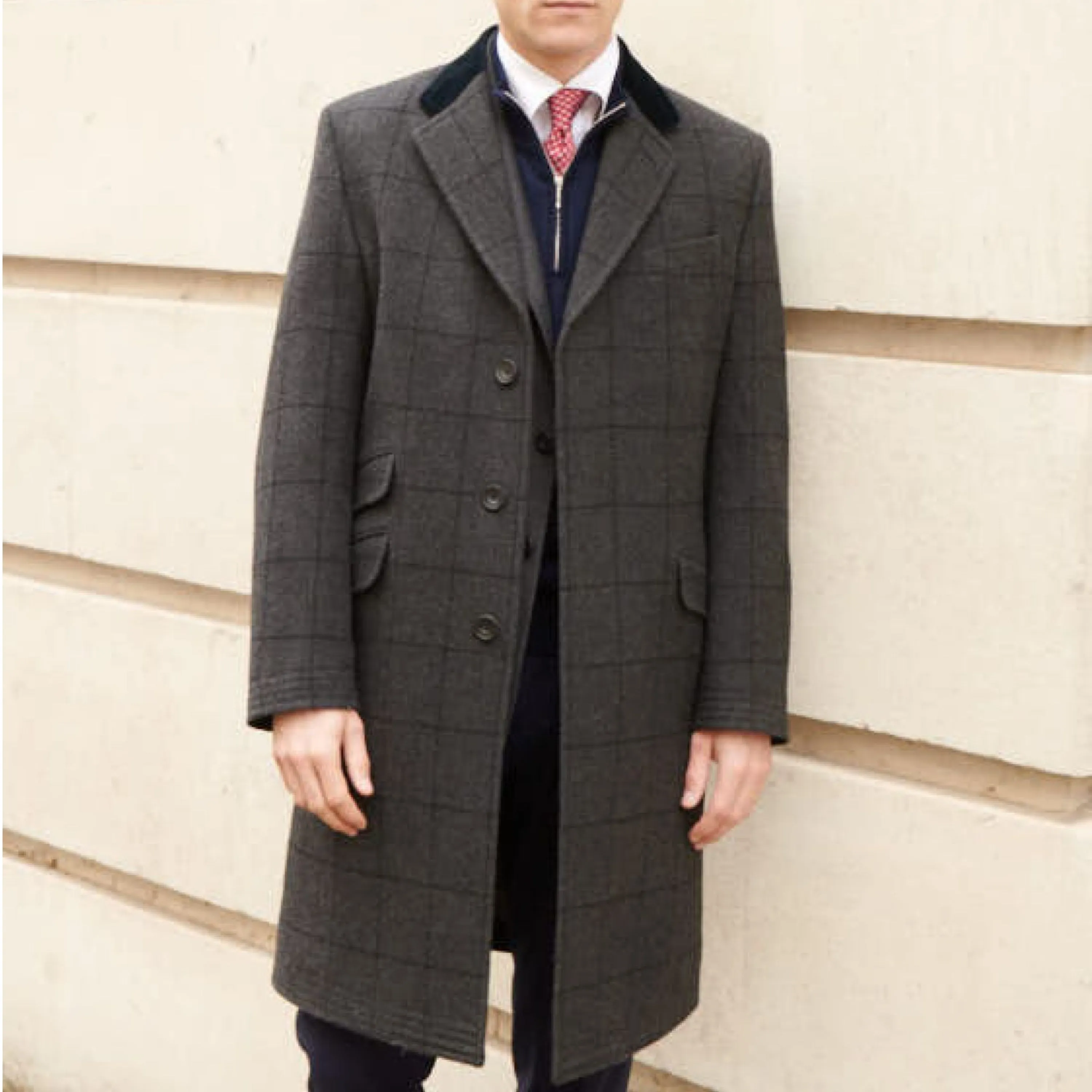 Chalbury Charcoal Covert Windowpane Coat