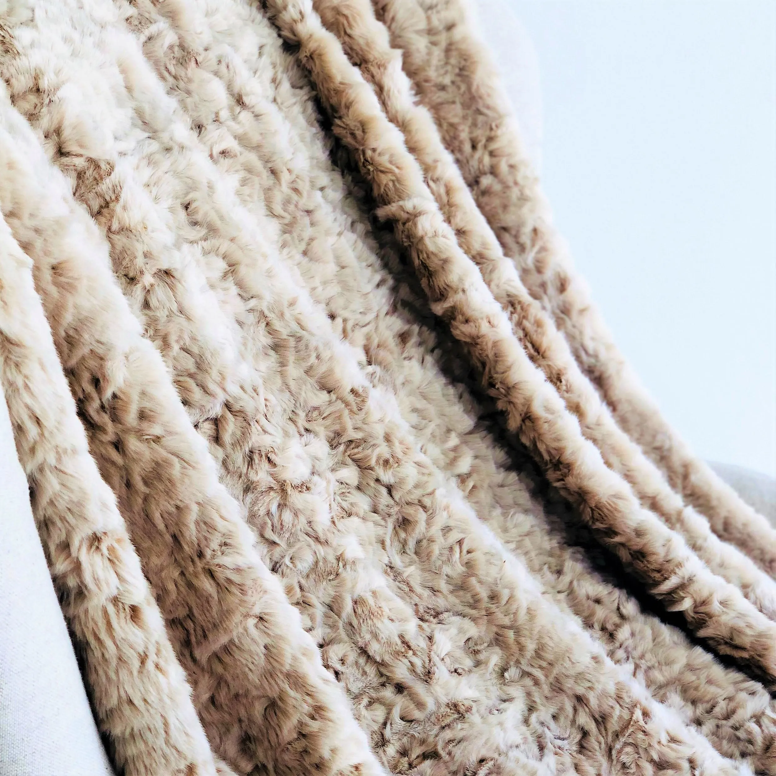 Champagne Persian Chilla Faux Fur Handmade Luxury Throw