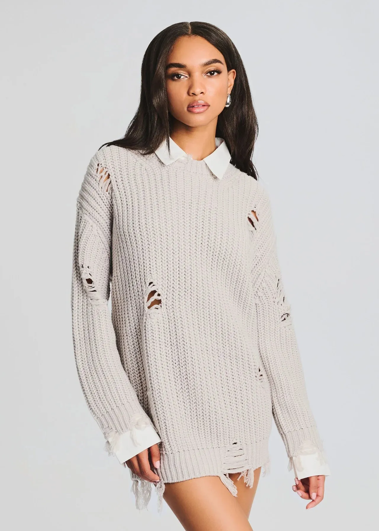 Chloe Sweater Dress - Silver