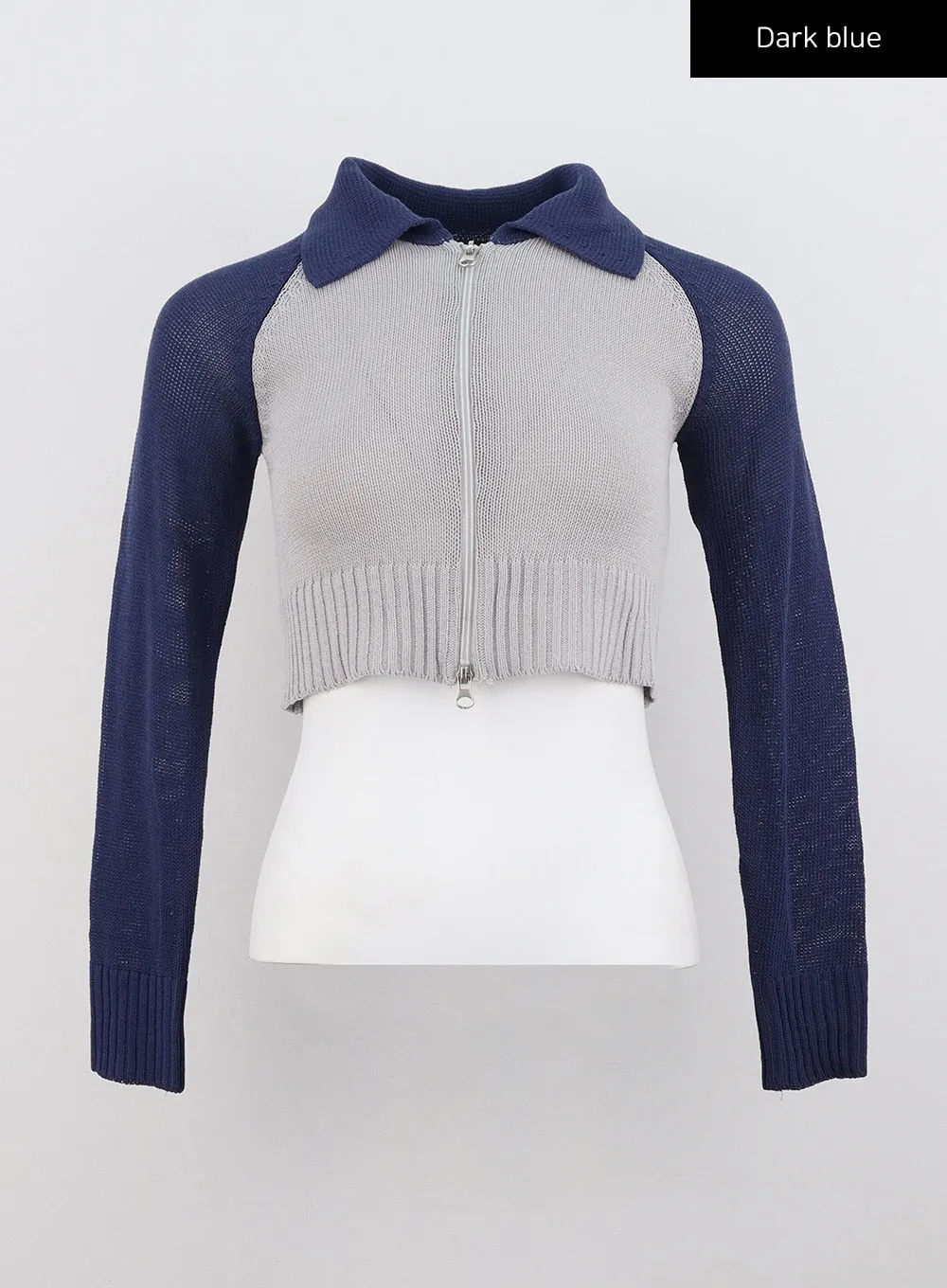 Collar Zip-Up Knit Sweater CG330