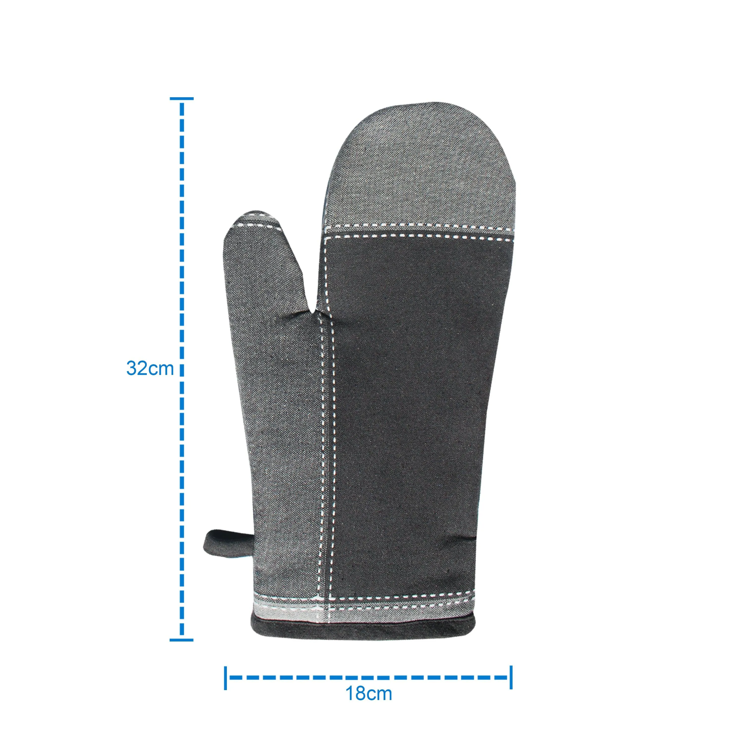 Cotton 4 Way Dobby Grey Oven Gloves Pack Of 2