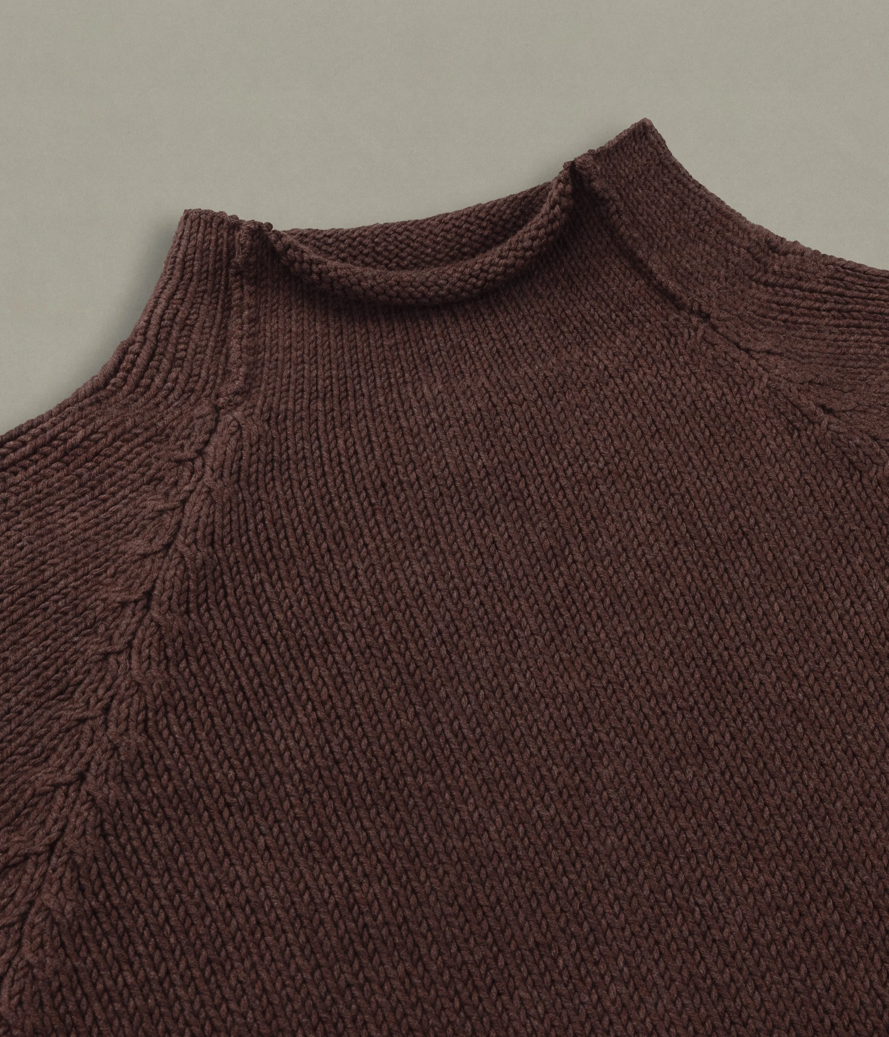 Cotton Fisherman Sweater, Brown