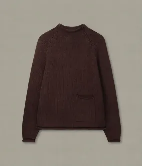 Cotton Fisherman Sweater, Brown