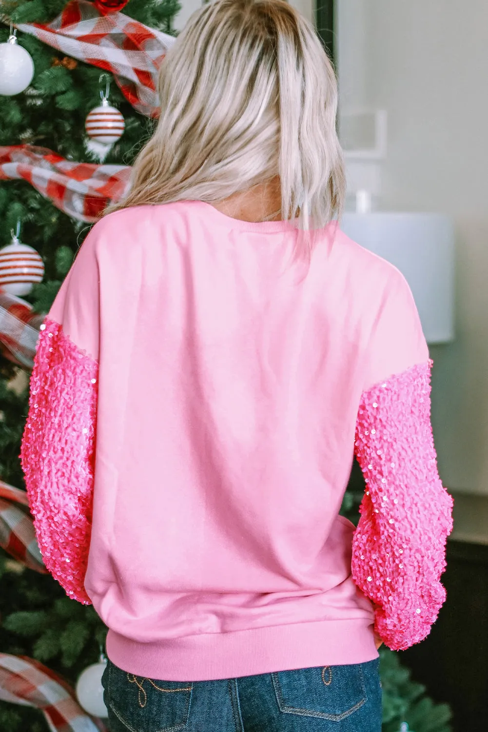 Cow Print Valentine Hearts Sequin Sweater