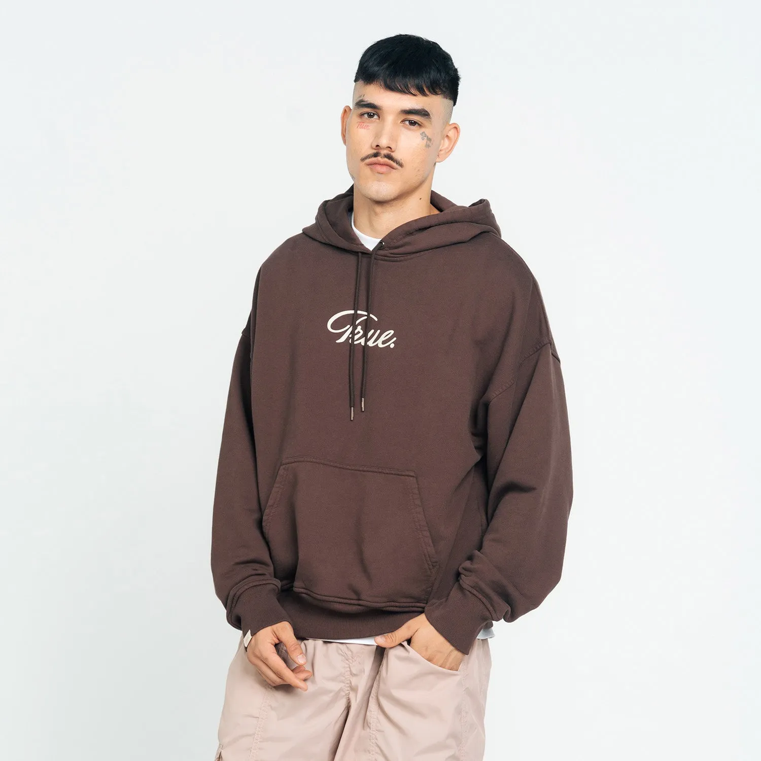 Curvy Logo Hoodie - Brown