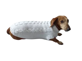 Dachshund Clothing: White Party Sweater, White Dachshund or Small Dog Sweater