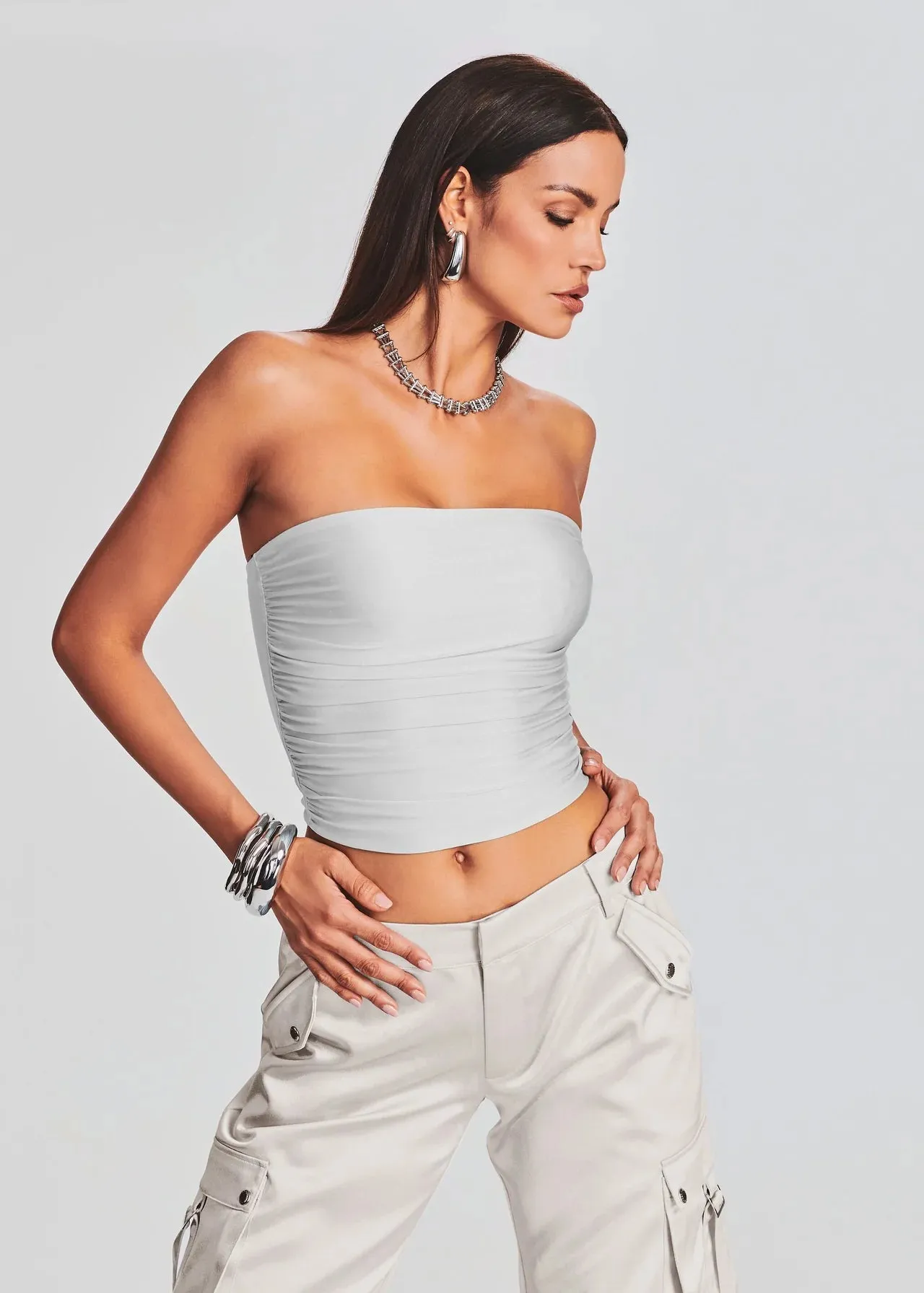 Debbi Strapless Top - Silver