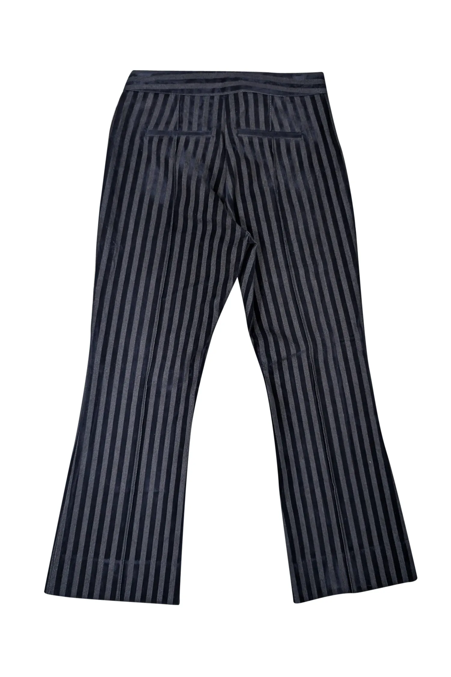 Derek Lam - Navy Velvet & Cotton Striped Crop Flare Trousers Sz 4