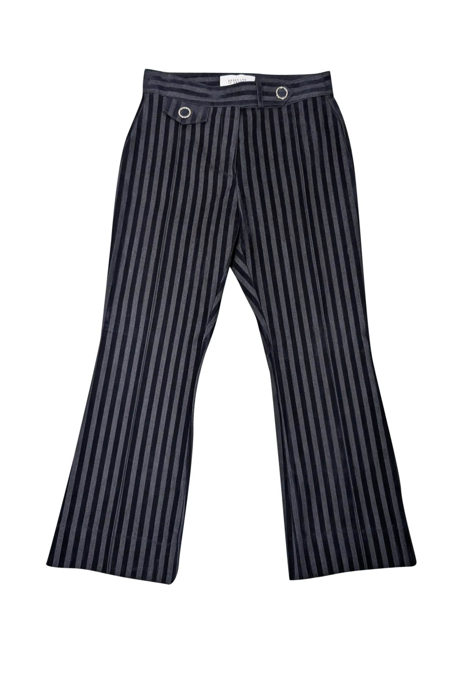 Derek Lam - Navy Velvet & Cotton Striped Crop Flare Trousers Sz 4