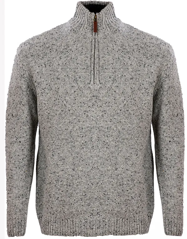 Donegal Blend Zip Neck Sweater - Flannel Grey