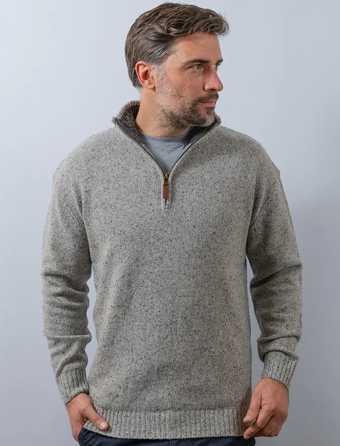 Donegal Blend Zip Neck Sweater - Flannel Grey