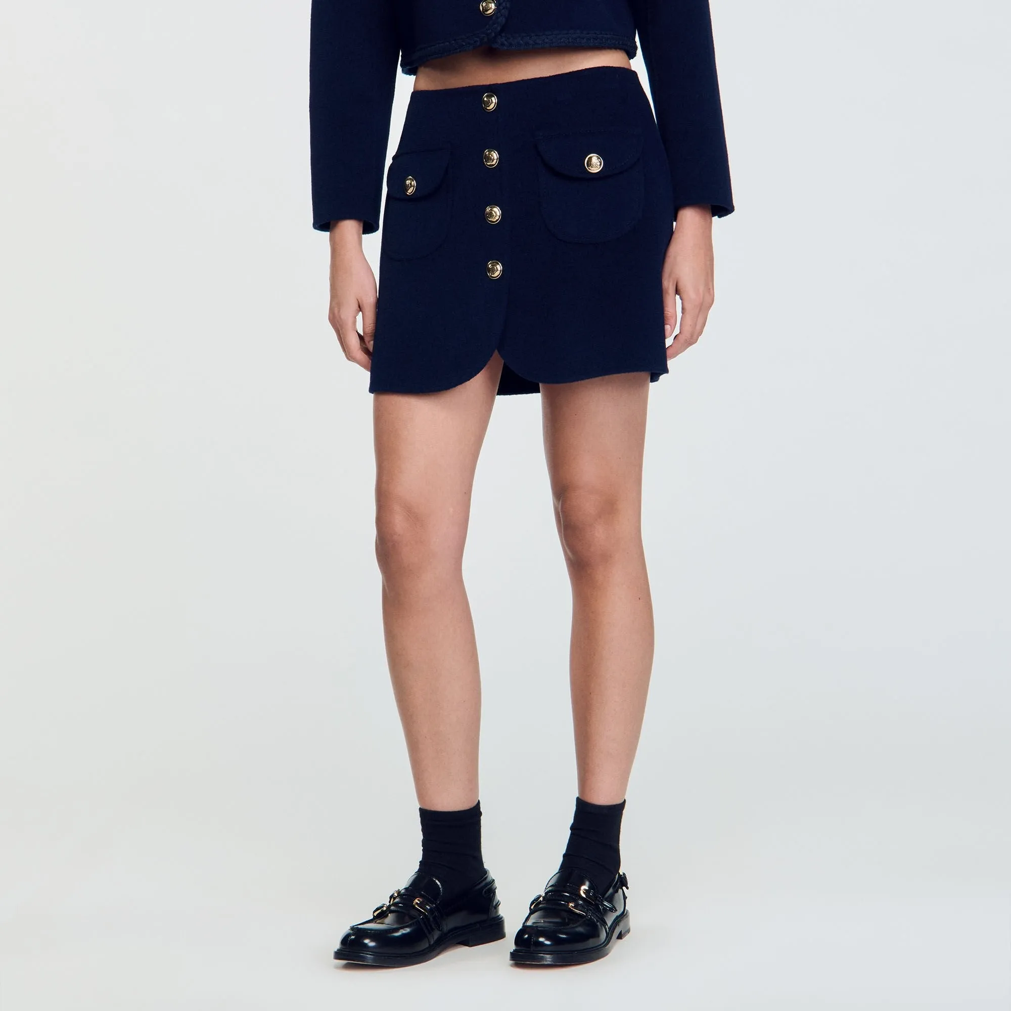 Double-Faced Short Wool Skirt