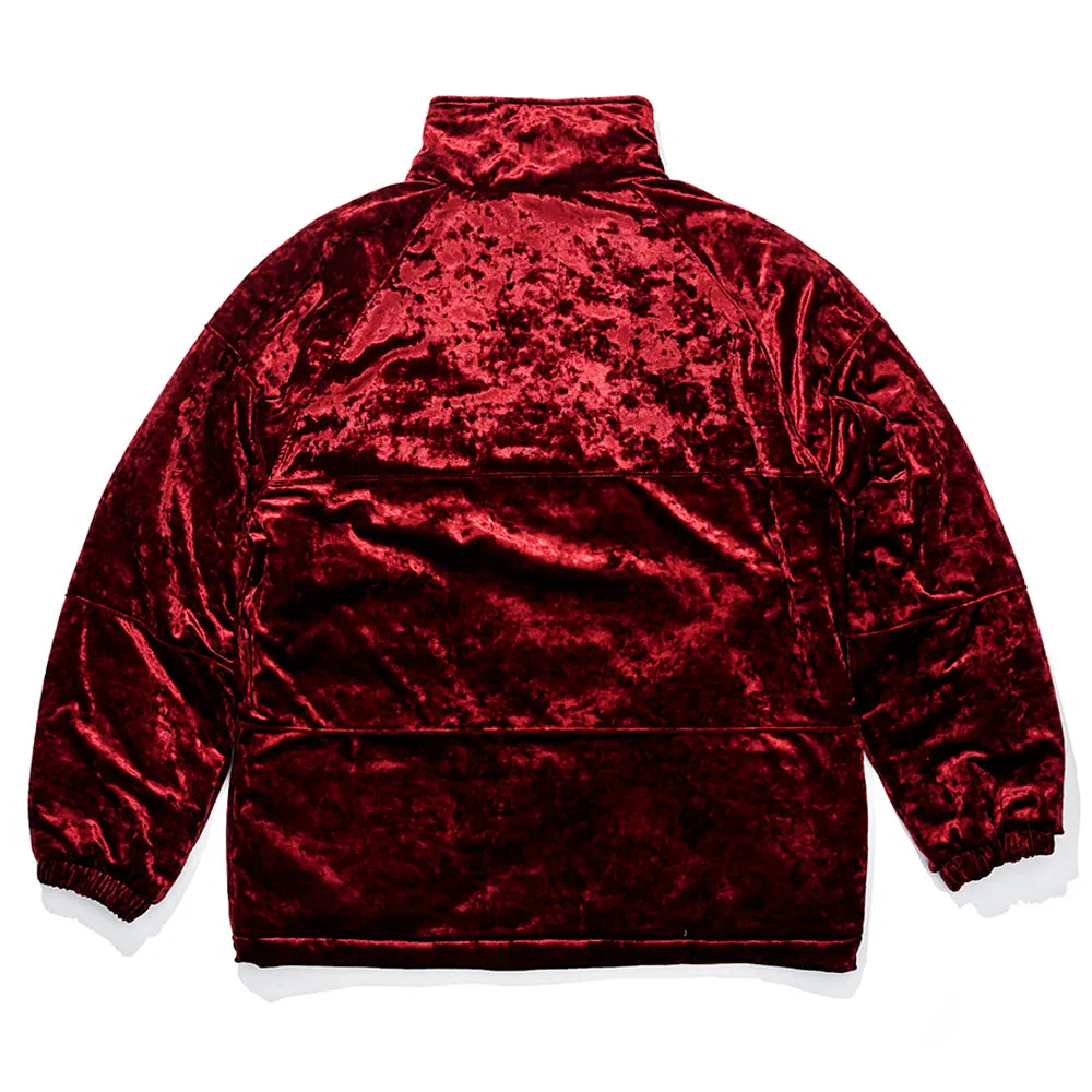 DSXBR BLING VELVET PUFFER JACKET RED