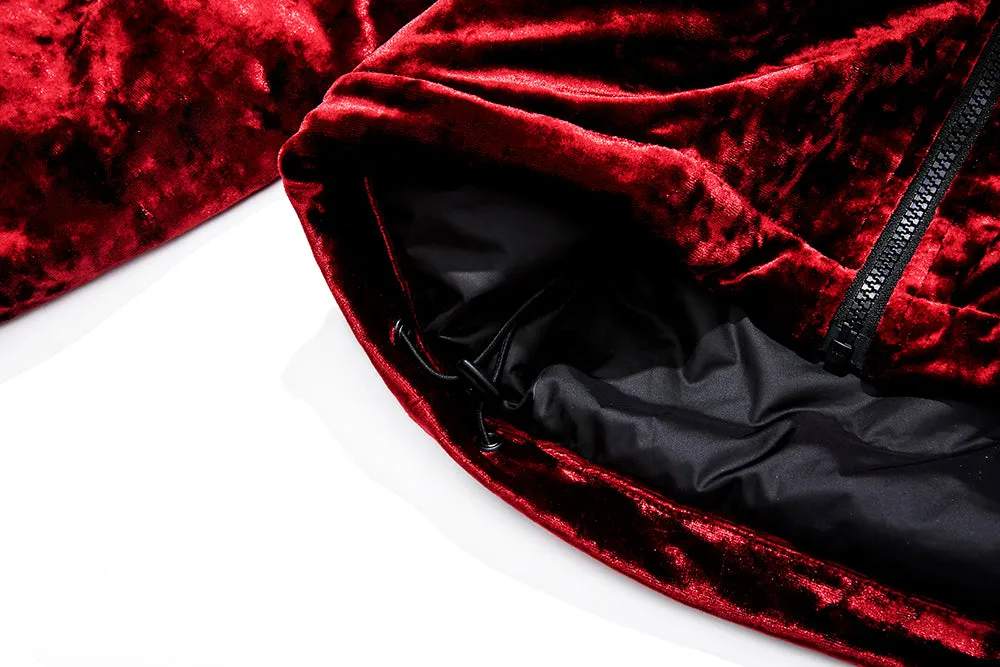 DSXBR BLING VELVET PUFFER JACKET RED