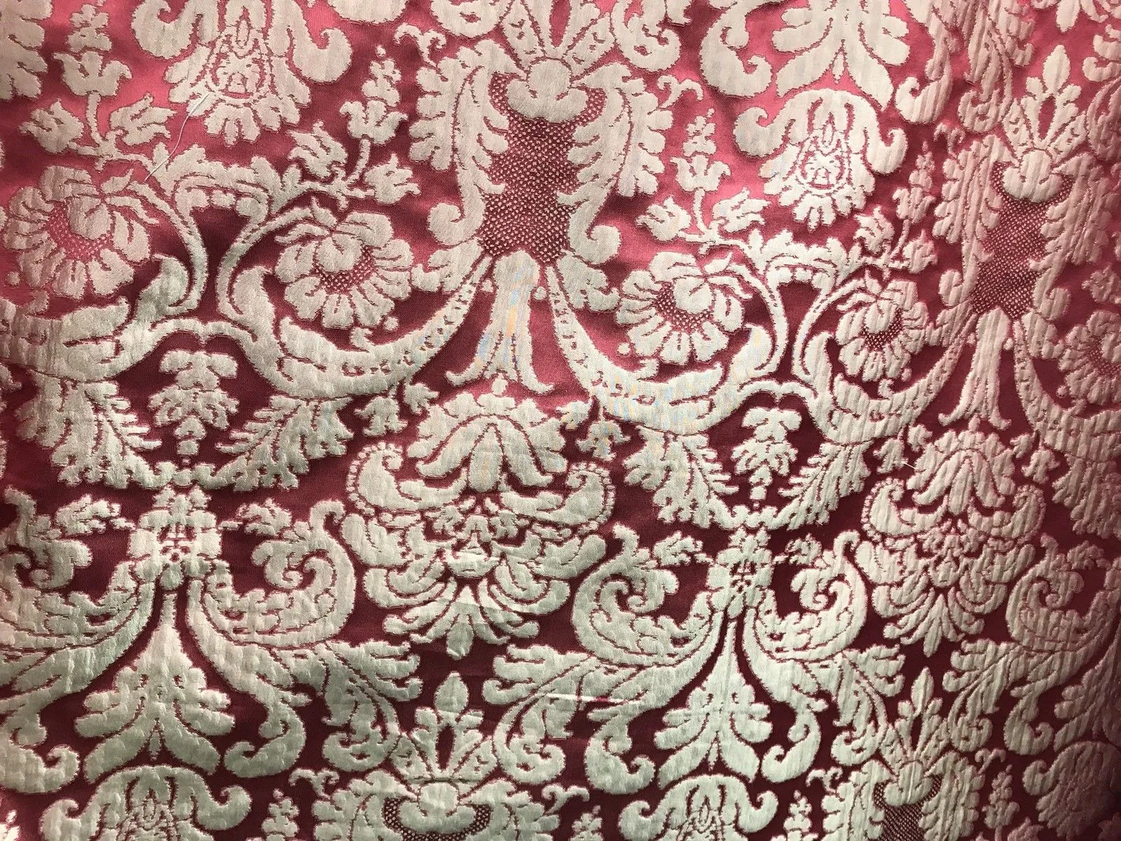 Duke Marcus 100% Silk Taffeta Medallion Interior Design Fabric - Rouge Red