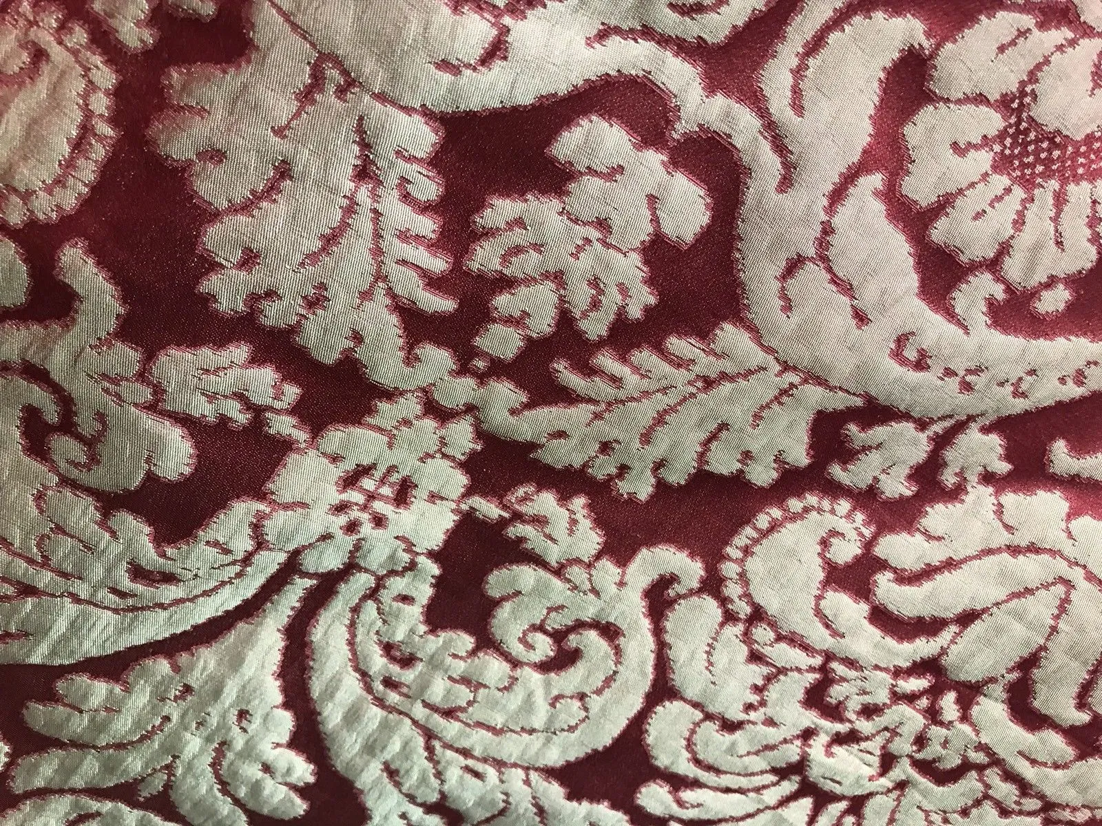 Duke Marcus 100% Silk Taffeta Medallion Interior Design Fabric - Rouge Red