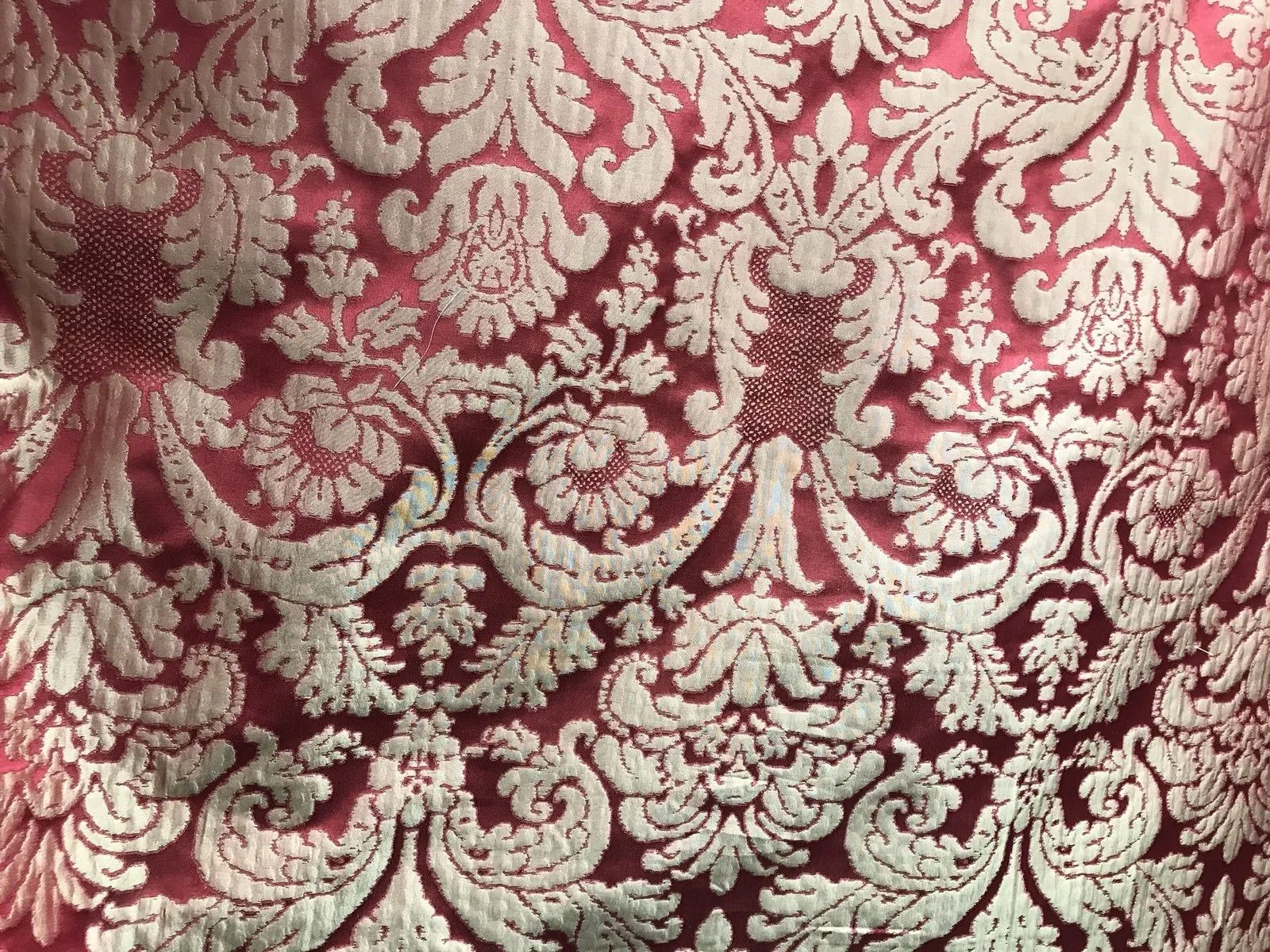 Duke Marcus 100% Silk Taffeta Medallion Interior Design Fabric - Rouge Red