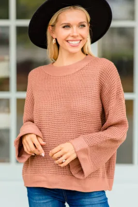 Easy Days Ahead Ash Rose Pink Waffle Sweater