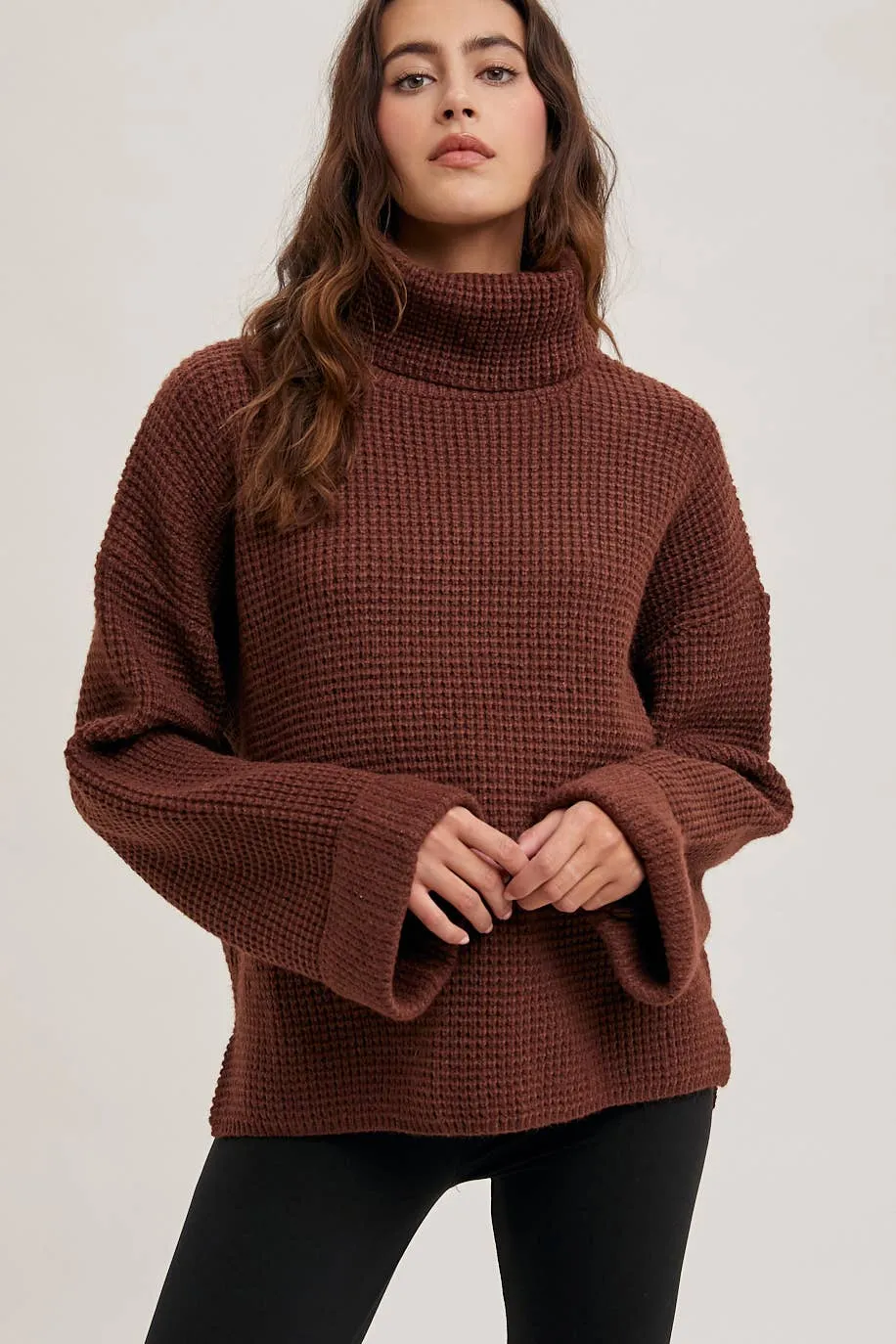 Emerald Oversized Turtleneck Knot Sweater