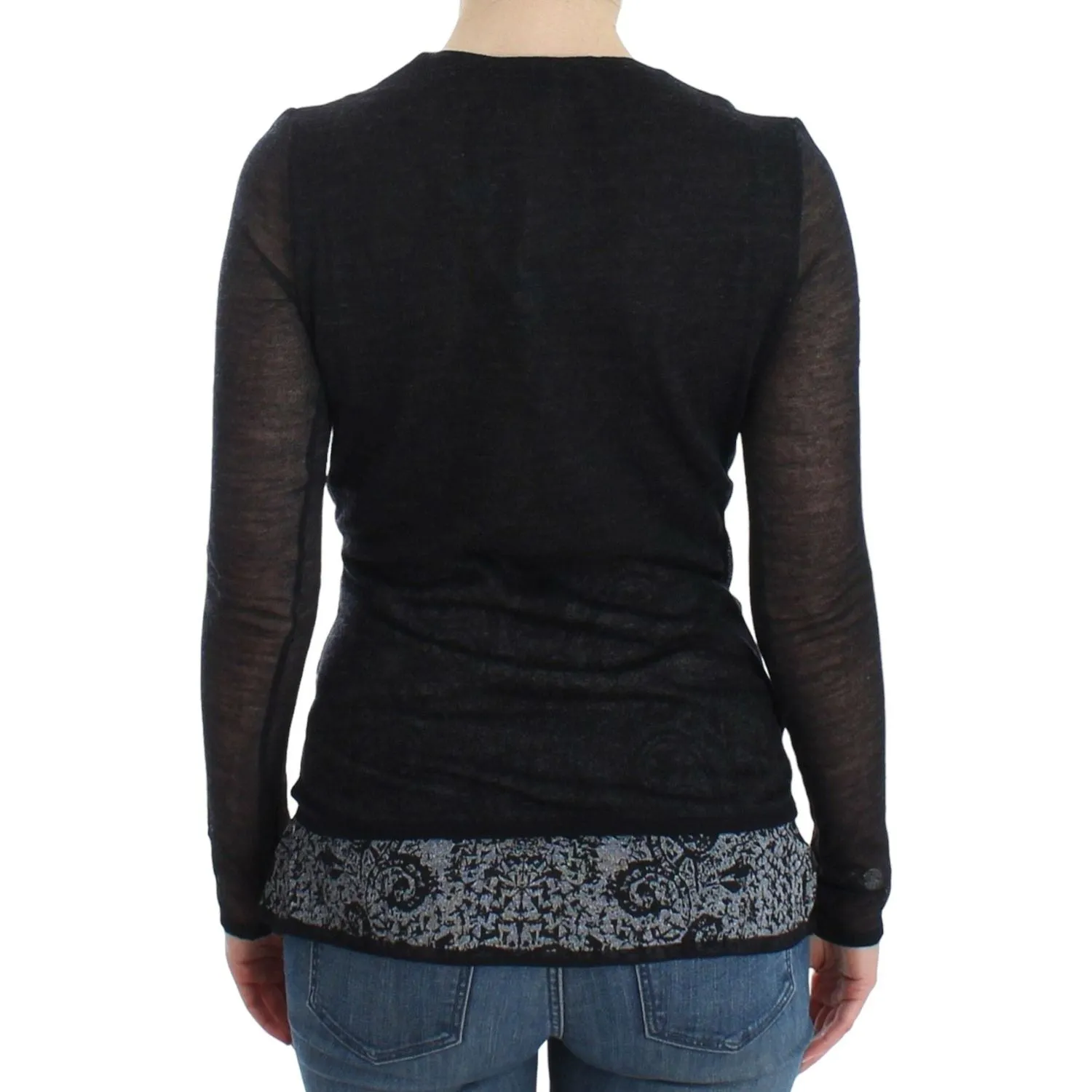 Ermanno Scervino Deep V-neck Black Wool Blend Sweater