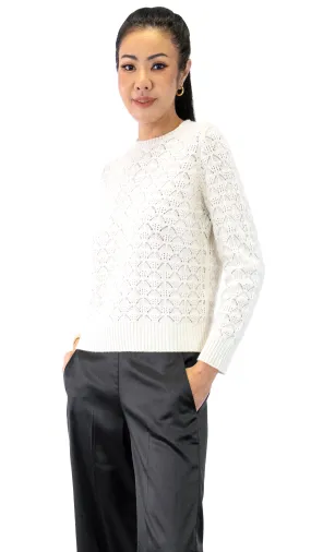 Eyelet Cashmere Sweater - Latte