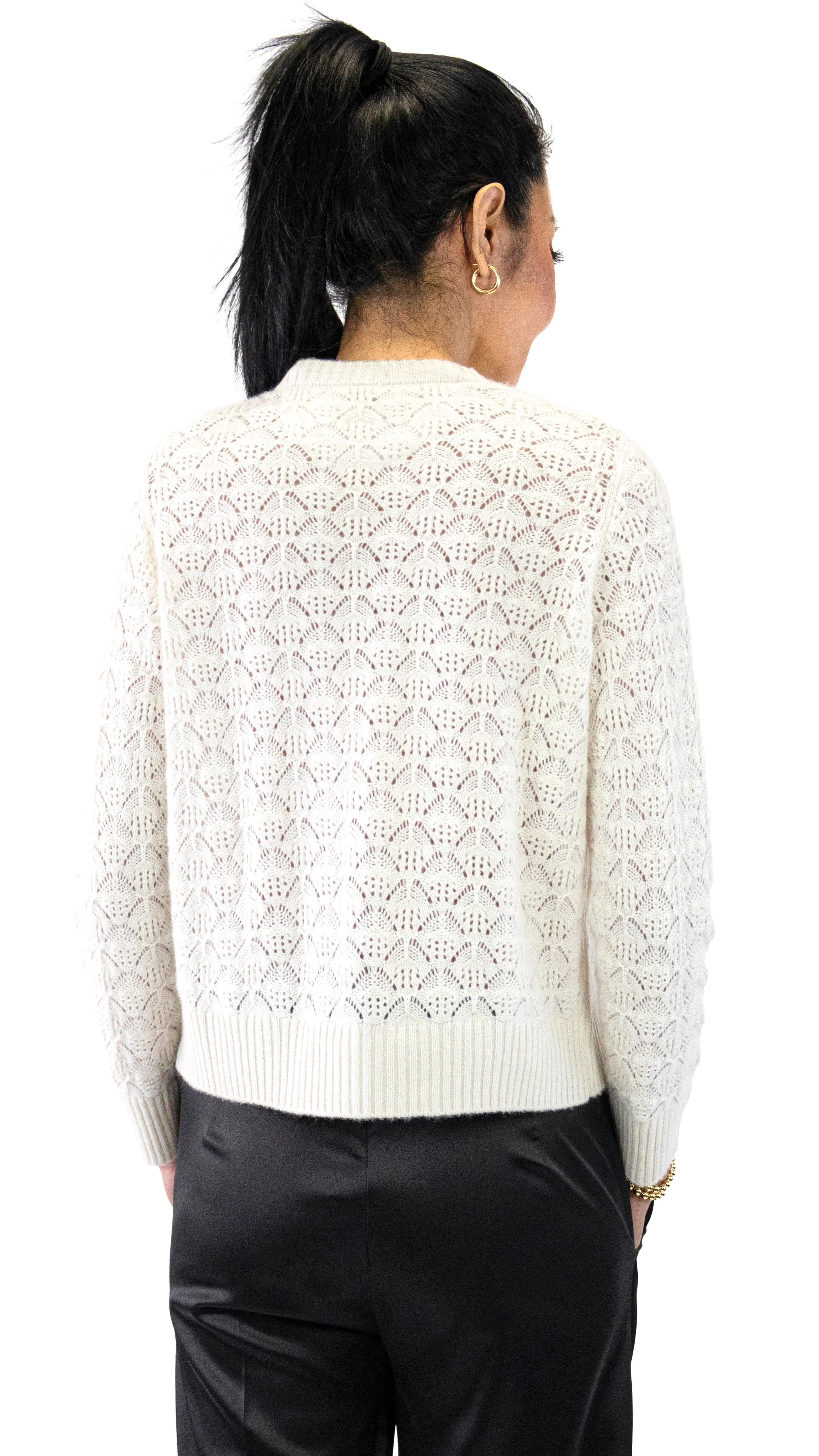 Eyelet Cashmere Sweater - Latte