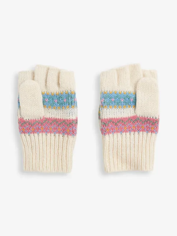 Fair Isle Stripe Gloves - Natural - select size