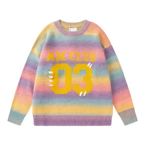 Faire Echo rainbow striped digital sweater