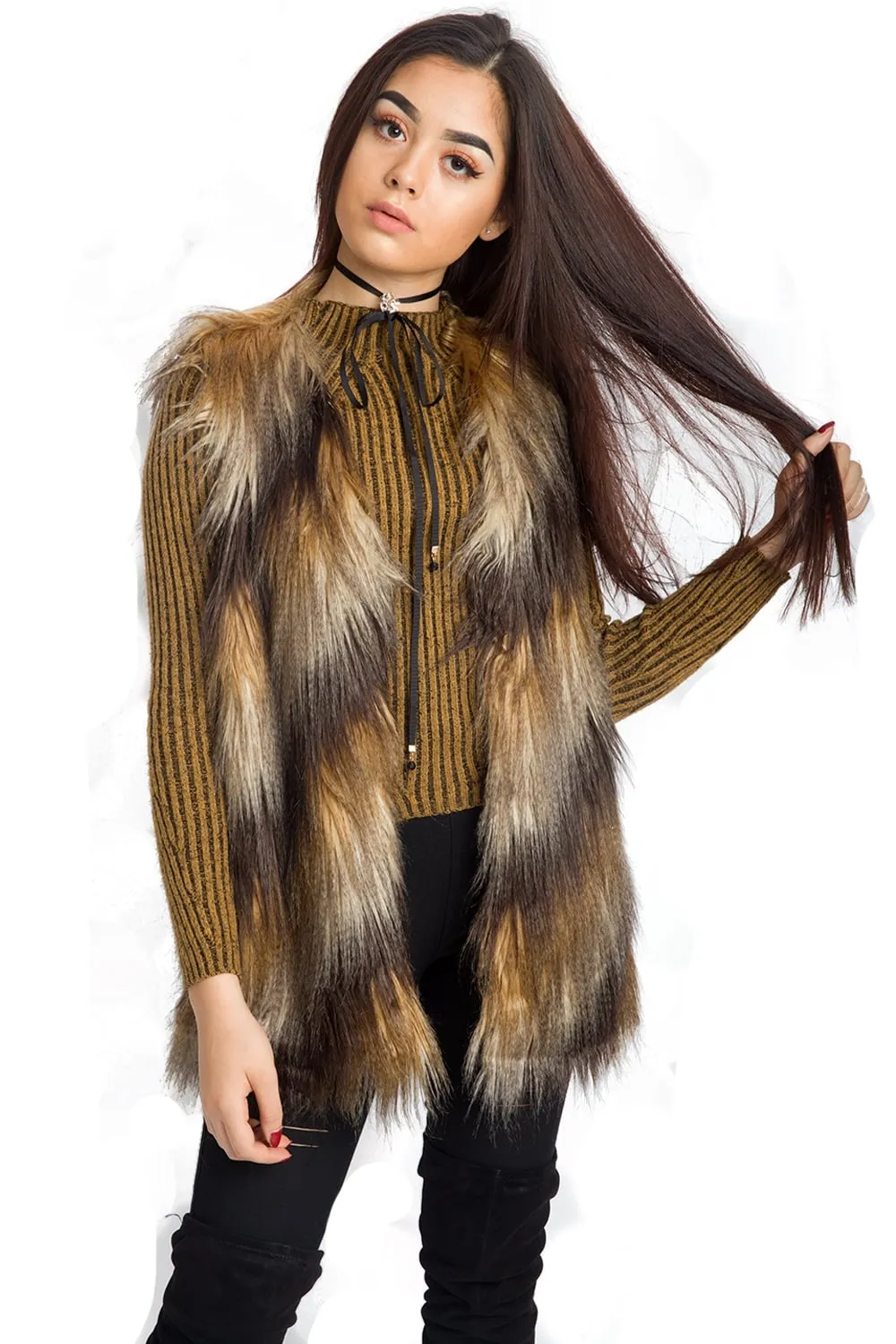 Faux Fur Shaggy Patch Gilet