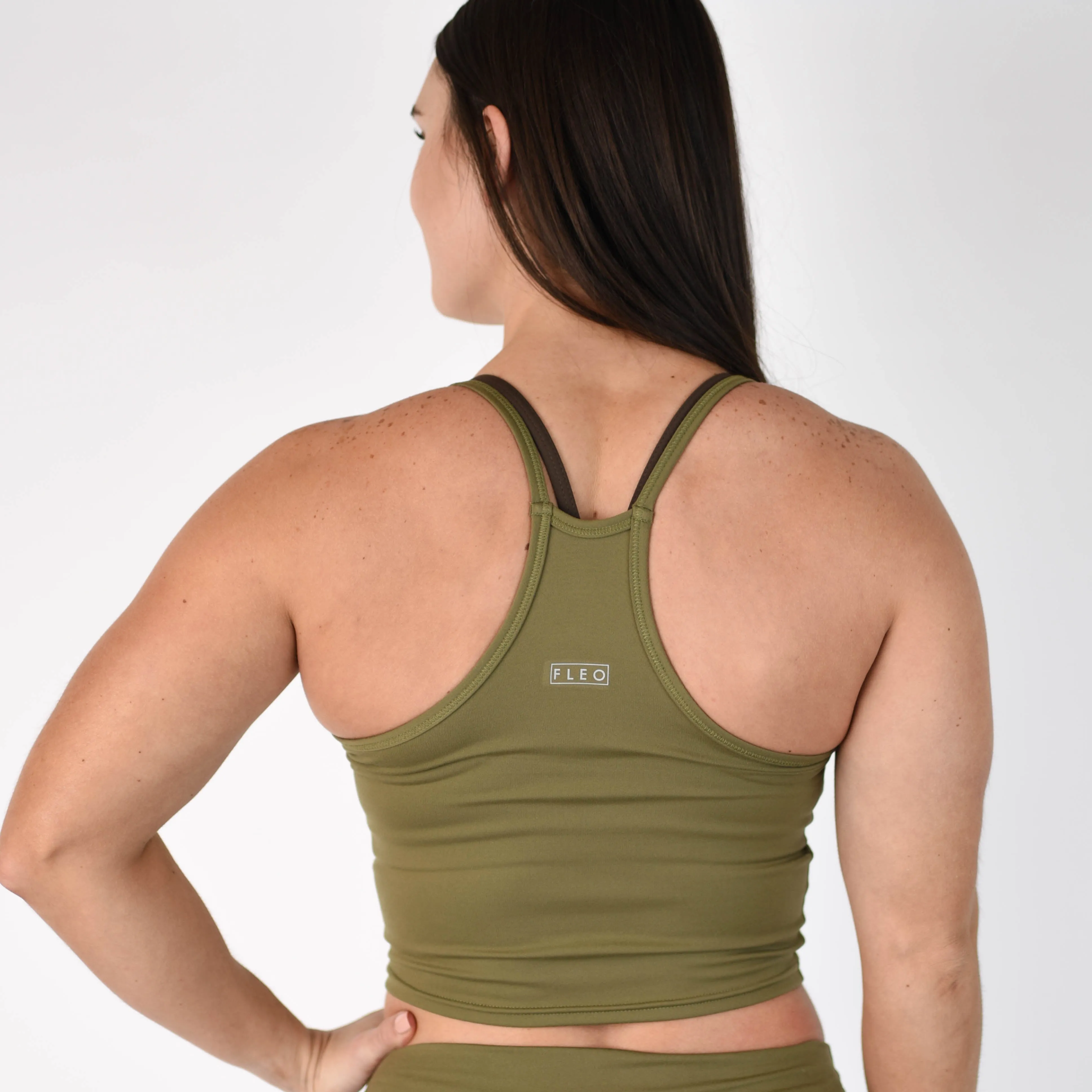 FLEO Switch Up Crop Tank - Martini Olive