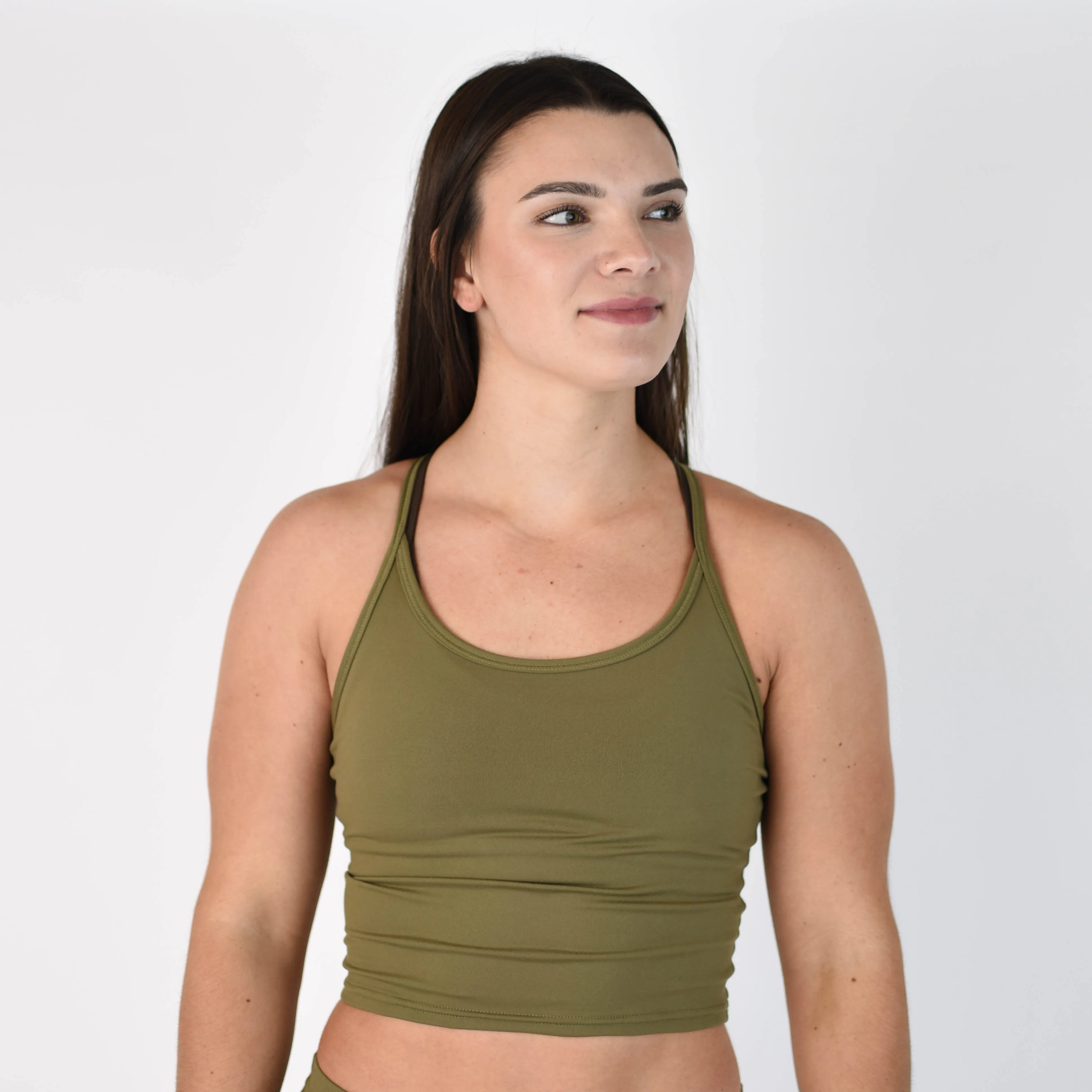 FLEO Switch Up Crop Tank - Martini Olive