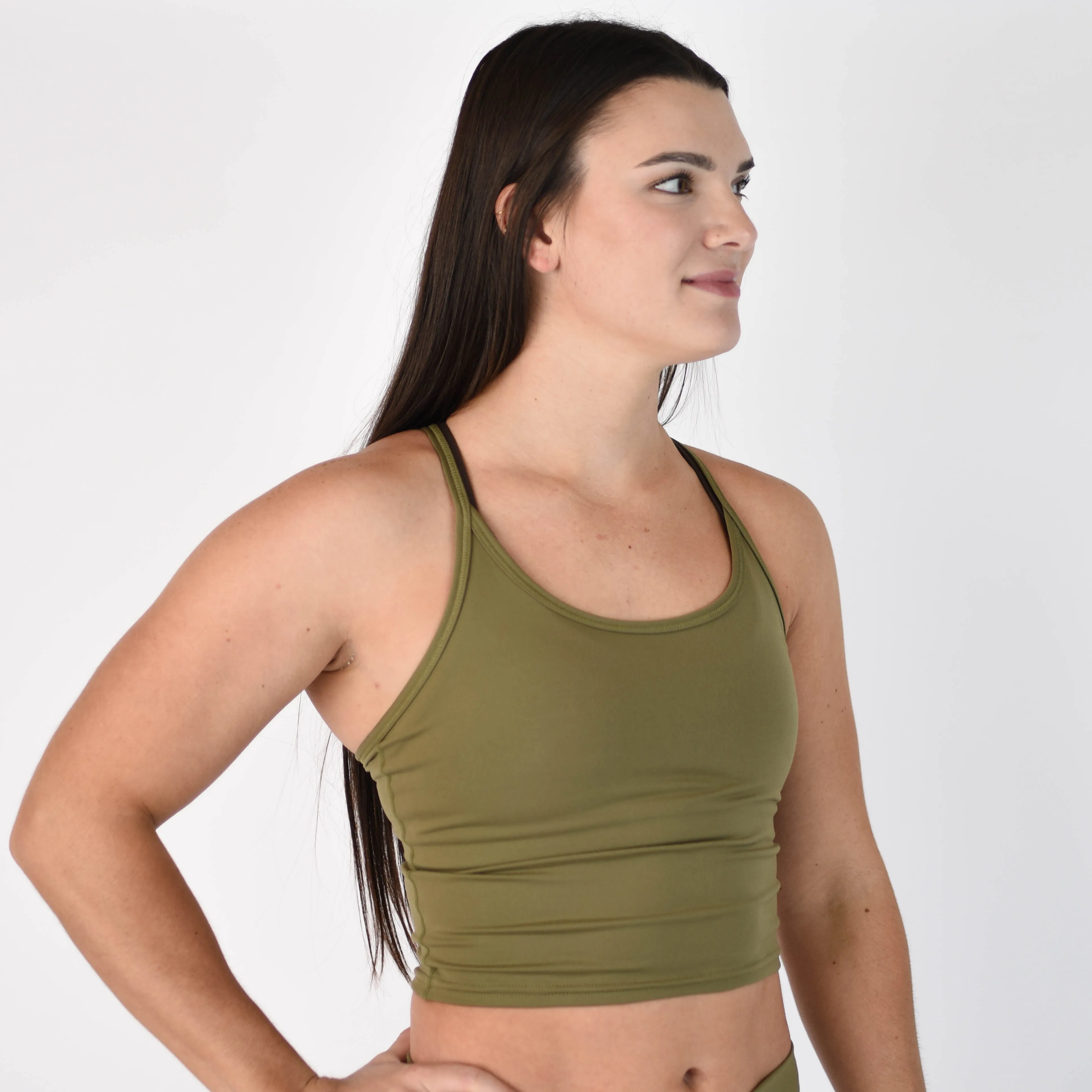 FLEO Switch Up Crop Tank - Martini Olive