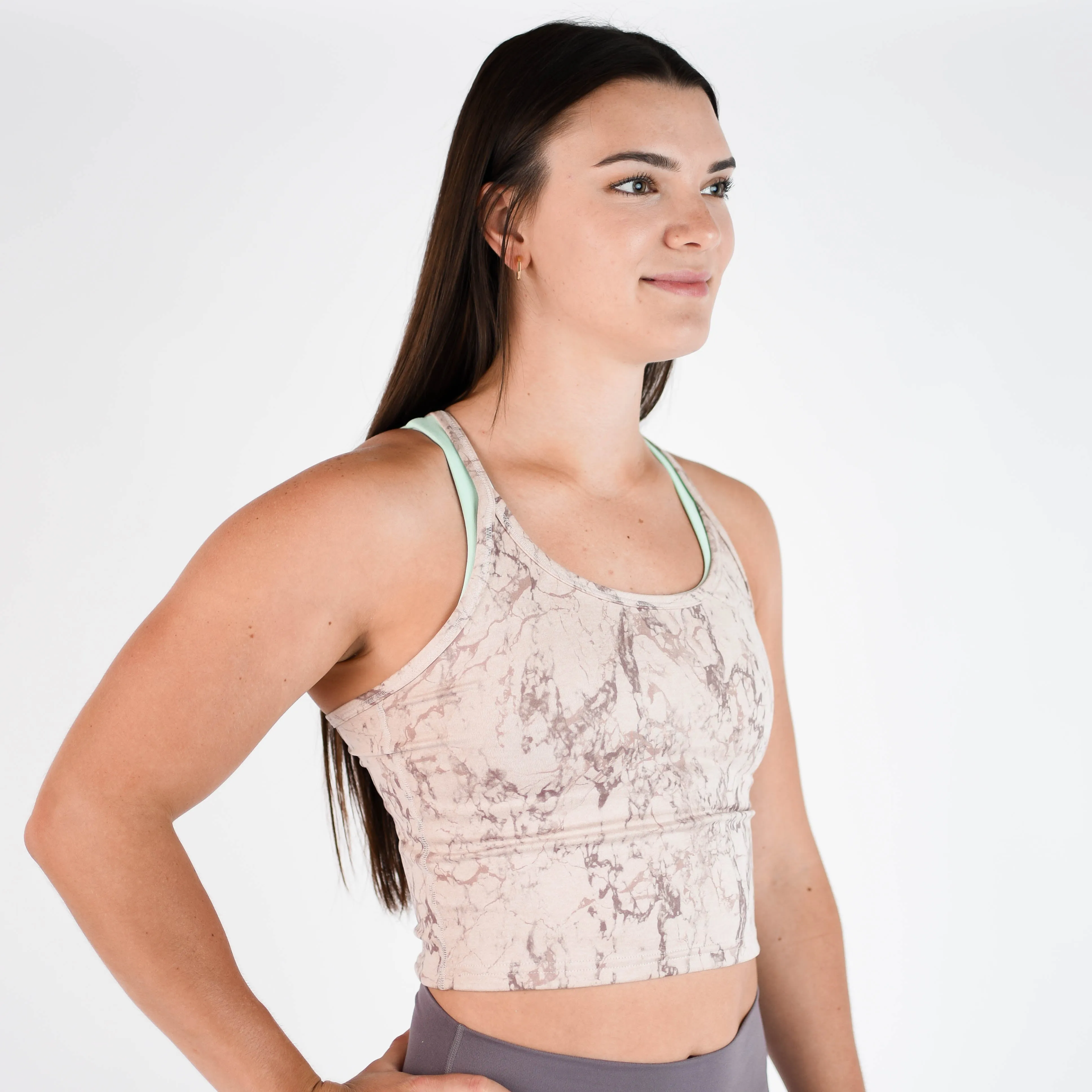 FLEO Switch Up Crop Tank - Rose Marble