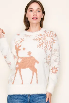 Fluffy Reindeer Sweater - FINAL SALE