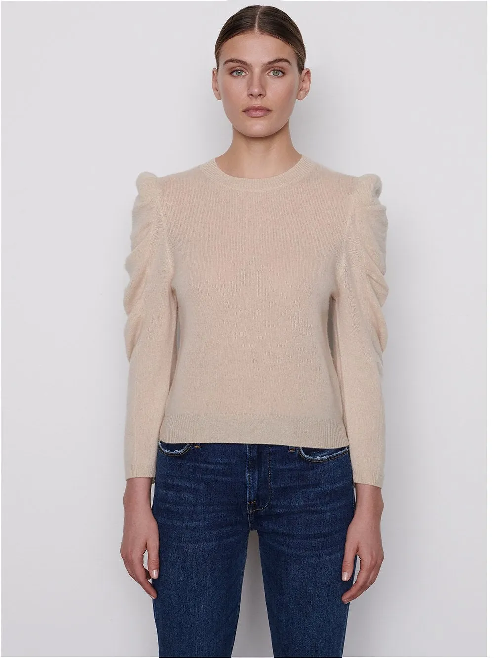 Frame - Shirred Sleeve Sweater in Vanilla