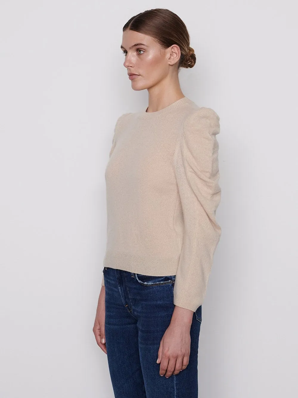 Frame - Shirred Sleeve Sweater in Vanilla