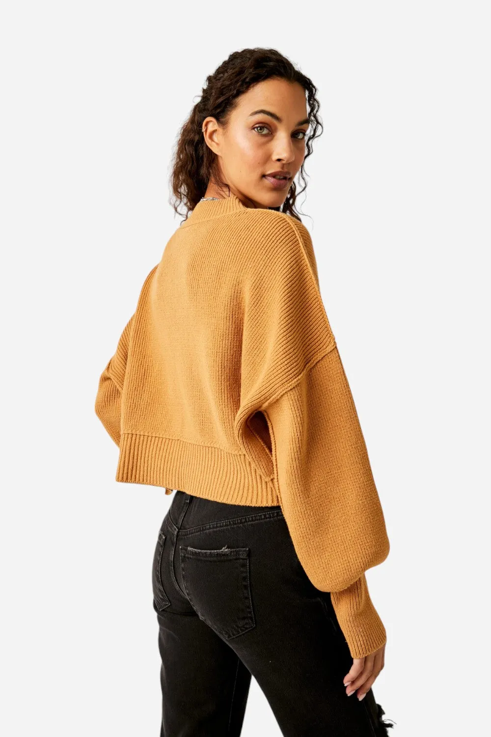 Free People Easy Street Crop Pullover in Golden Squash