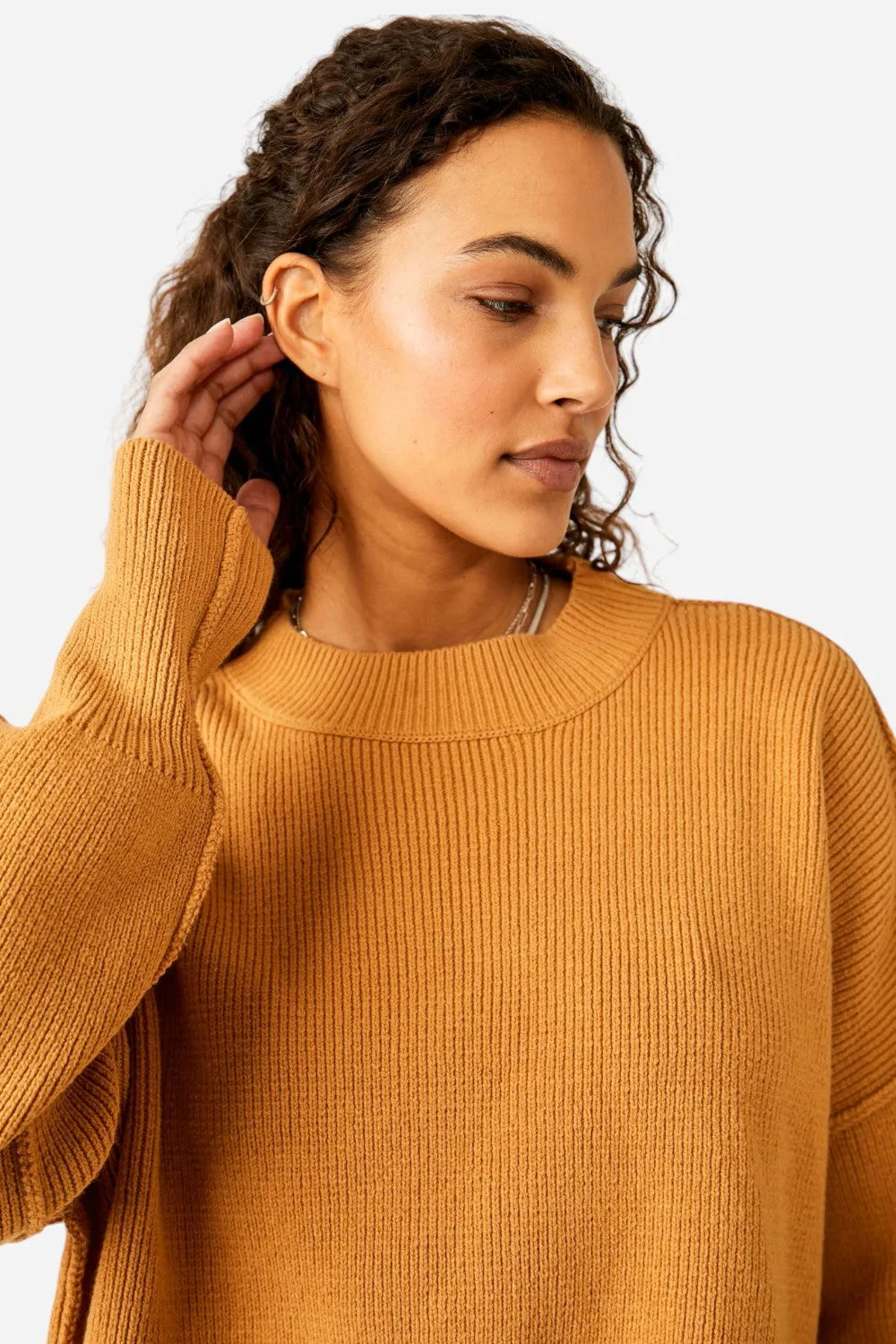 Free People Easy Street Crop Pullover in Golden Squash