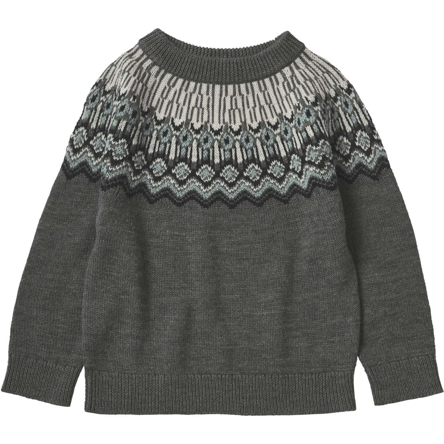 FUB Grey Melange Fair Isle Sweater