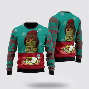 Funny Dachshund Breakfast Ugly Christmas Sweater For Men And Women, Gift For Christmas, Best Winter Christmas Outfit